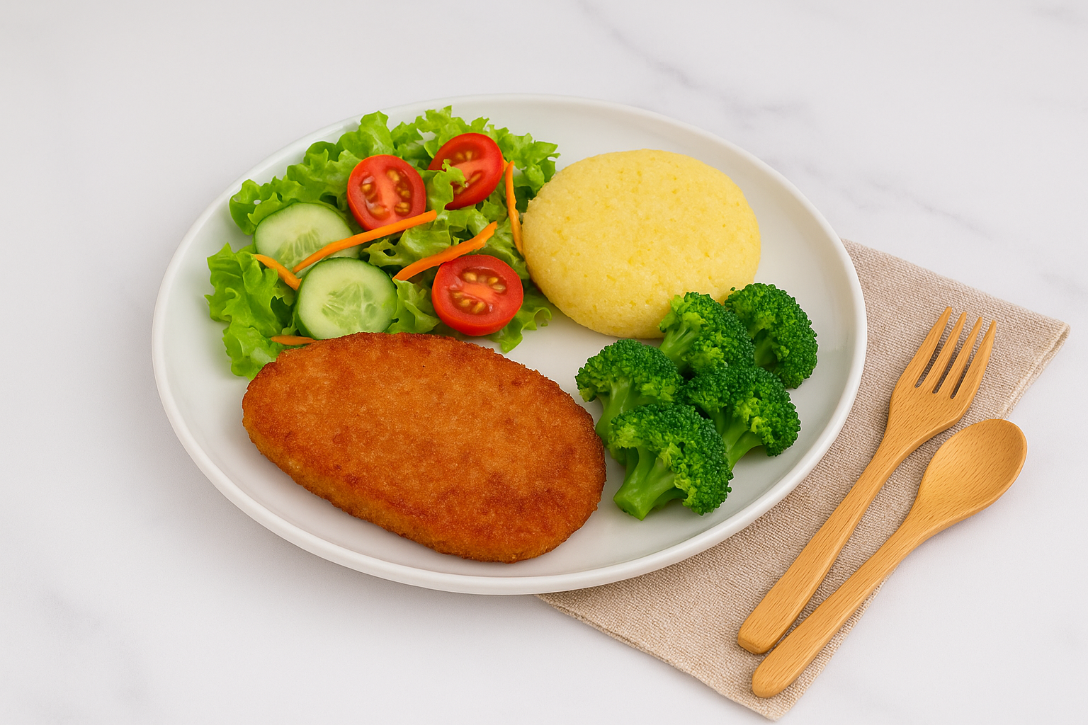 Plato Equilibrado con Milanesa de Soja